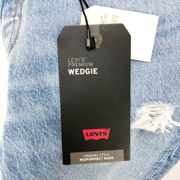 Levi's Womens Wedgie Jeans 28 US 6 Blue High Rise Icon Fit Distressed NWT - Picture 7 of 10